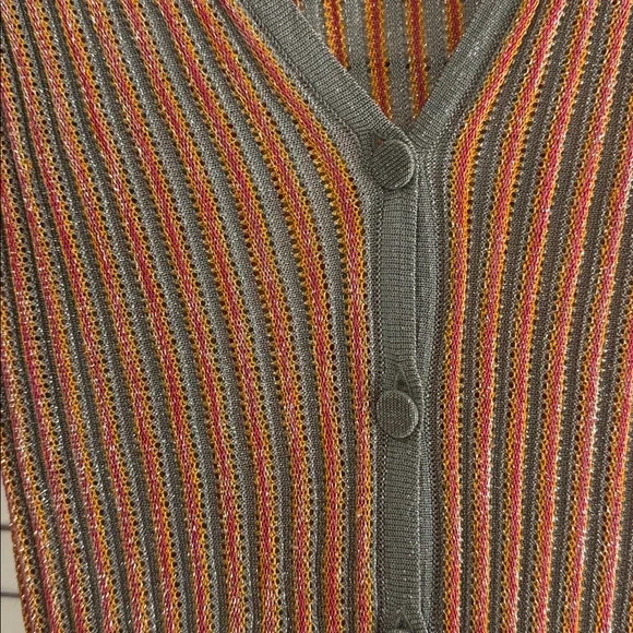 Missoni Striped V-Neck Button-Up Sweater